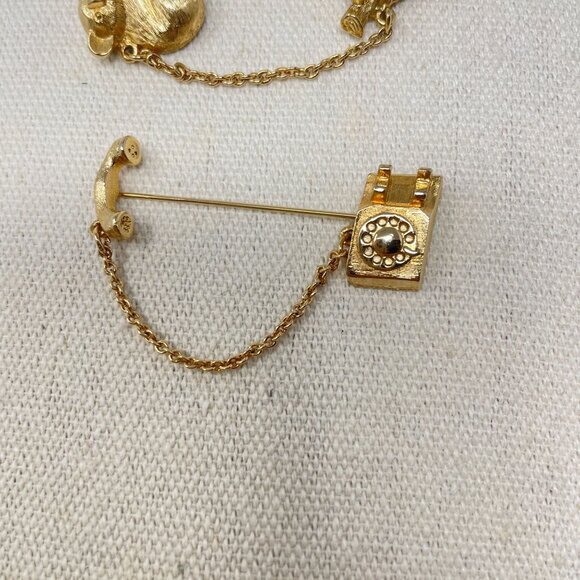 Avon Lot of 3 Brooches Telephone Koala Key Gold-Tone Vintage Stick Pin Classic - Picture 2 of 10